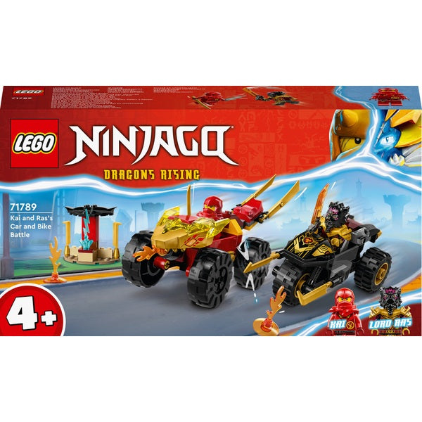 LEGO NINJAGO 71789 Verfolgungsjagd mit Kais Flitzer und Ras' Motorrad Set